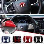 Car Steering Wheel Emblem H-Sticker For Honda Civic Accord City CRV Jade Fit Odyssey Hybrid Red Black Blue Interior Modification