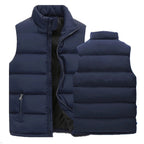 Chaleco para hombre, chaqueta cálida sin mangas, abrigo impermeable con cremallera para invierno, chaleco informal con cuello levantado para otoño, ropa de marca