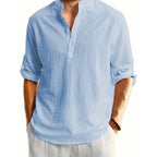 Camisa de lino de manga larga de moda casual para hombres Ropa de hombre transpirable cómoda y elegante