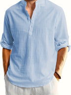 Camisa de lino de manga larga de moda casual para hombres Ropa de hombre transpirable cómoda y elegante