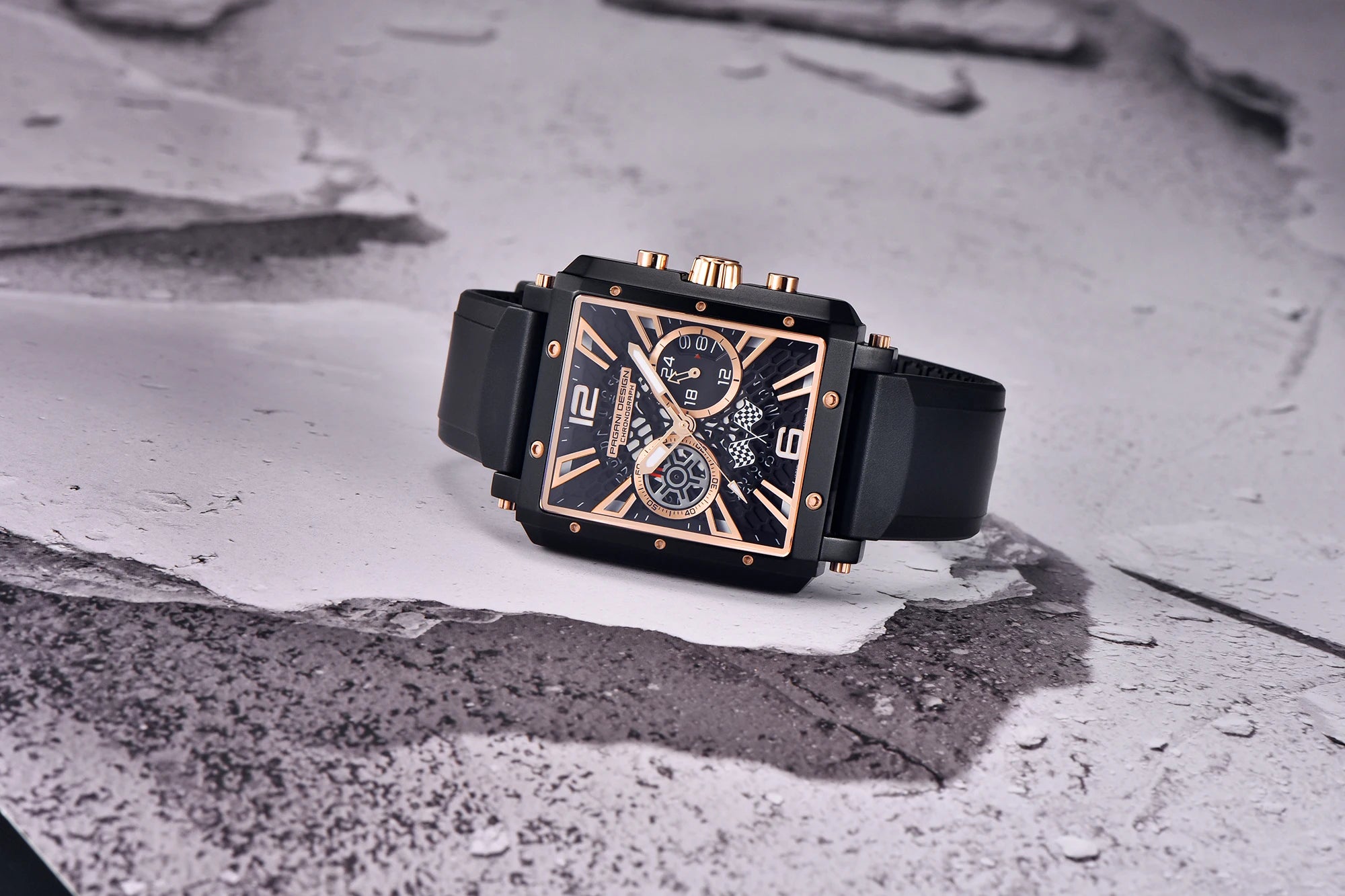 2026 New Pagani Design PD1725 Men Square Quartz Watch Chronograph 42MM Sapphire Glass Waterproof Racing Sports Silicone reloj