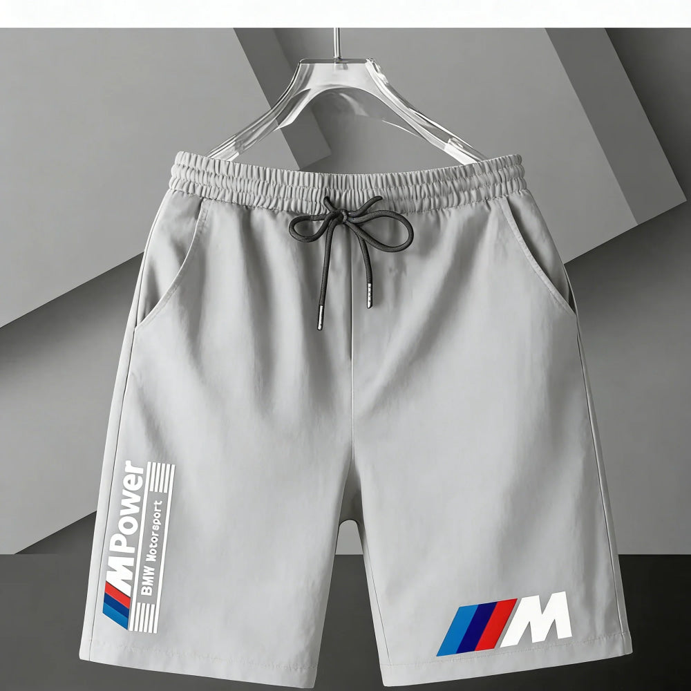 BMW Y2k Print Shorts Men Summer Casual Streetwear Gym Fitness Sports Five-point Pants Elastic Waist Loose Comfort Daily Bottoms