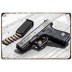 Letreros Metálicos con Forma de Pistola, que Exudan un Toque Militar, Ideales como Decoración de Pared en Cuartos de Hombre, Hogares, Cafeterías, Jardines, Clubes y Bares.