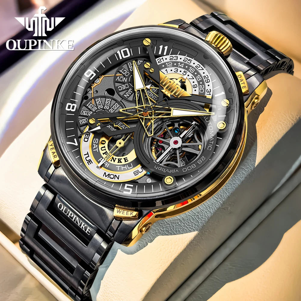 OUPINKE 3278 relojes automáticos para hombre volante de inercia esqueleto de lujo Original diseñador italiano colaboración relojes mecánicos para hombres