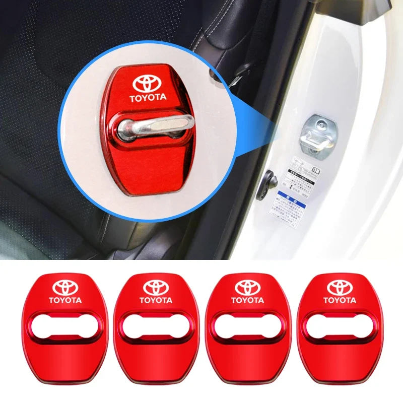 4PCS Car Door Lock Cover Stainless Steel Protection Accessories For Toyota Hilux Scion CHR Rav4 Tacoma Raize Fortuner Prado Voxy