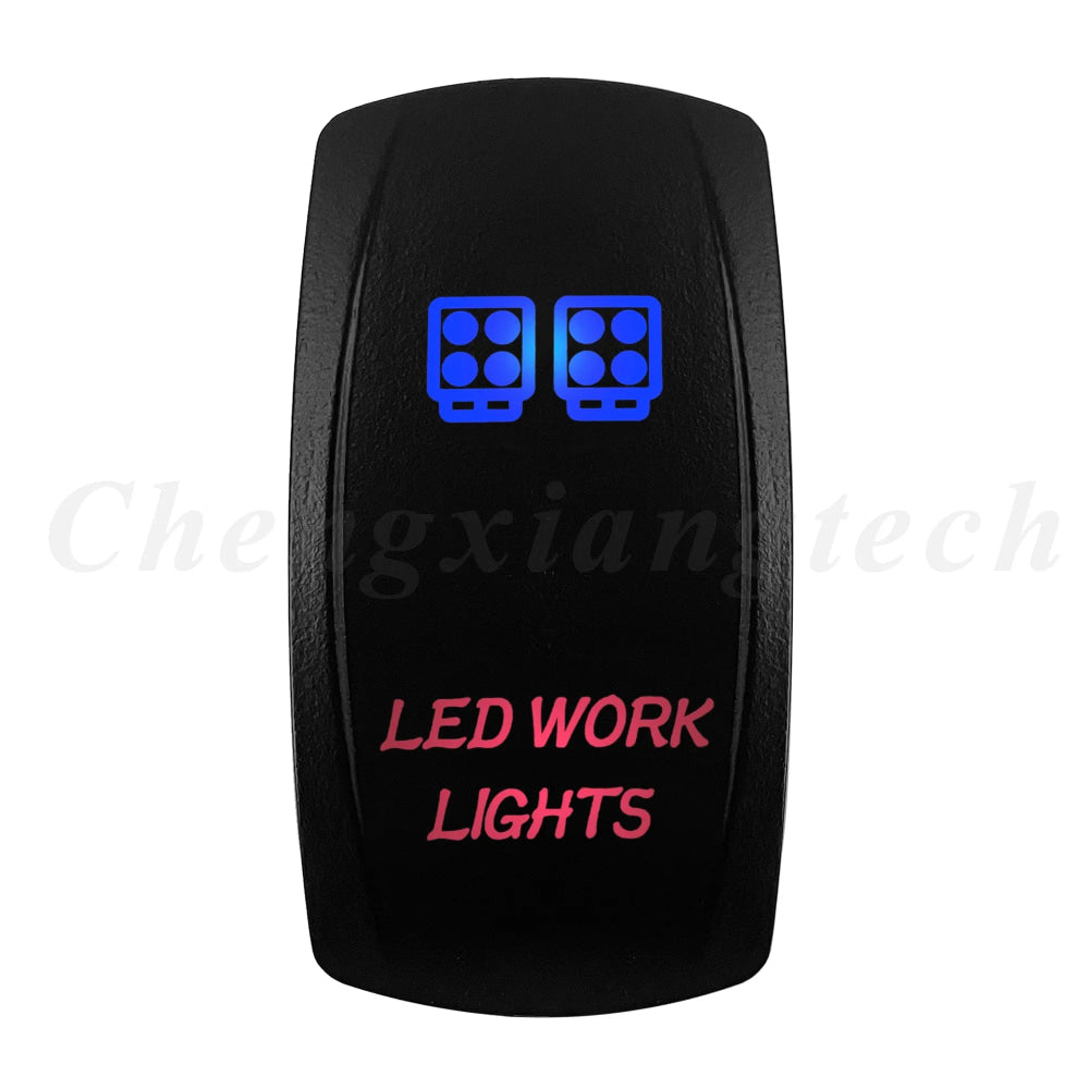 Waterproof 5 Pins SPST On/Off Rocker Switch Blue & Red Led 20A/12V 10A/24V Toggle Switch GPS for Cars,Trucks, RVs, Boats