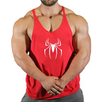 Mens Bodybuilding Faux Cotton Tank Top Gym Fitness Sports Sleeveless Top Skull Print Breathable Tank Top Mens Summer Tank Top