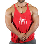 Mens Bodybuilding Faux Cotton Tank Top Gym Fitness Sports Sleeveless Top Skull Print Breathable Tank Top Mens Summer Tank Top