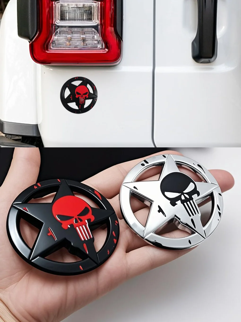 Metal 3D Skull Car Stickers Applicable to the Trunk, Car Doors, Bumpers, Rear Windshield and Fenders of Automobiles