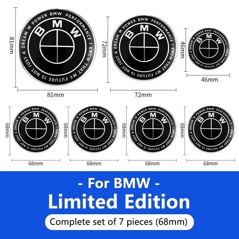 1/4/7pcs 81 72 46 56 68mm Car Front Rear Logo Wheel Hub Center Cover Steering Wheel Center Stickers For BMW X1 X3 X5 X6 E46 E90
