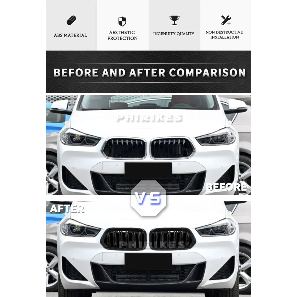 Pair Gloss Matt Carbon Black 3 Color Front Kidney Grille For BMW E92 E93 M3 2006-2009 Racing Grills