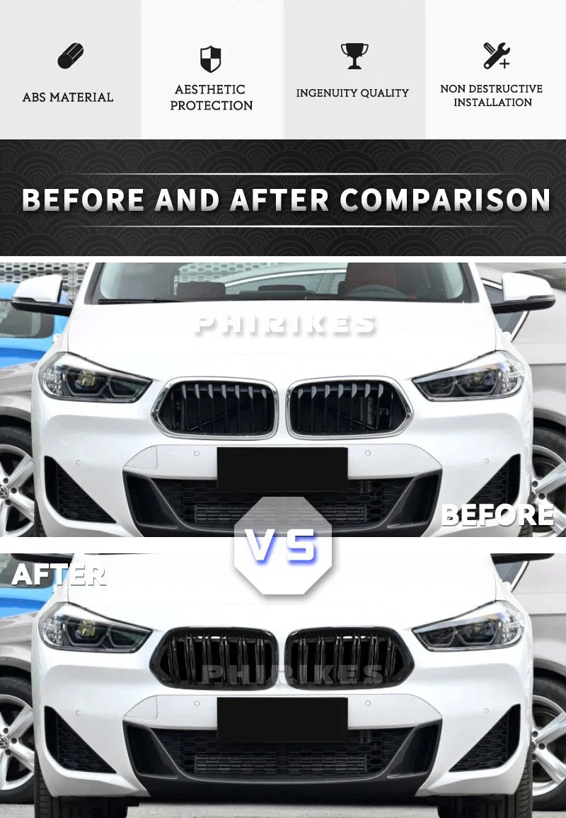 Pair Gloss Matt Carbon Black 3 Color Front Kidney Grille For BMW E92 E93 M3 2006-2009 Racing Grills