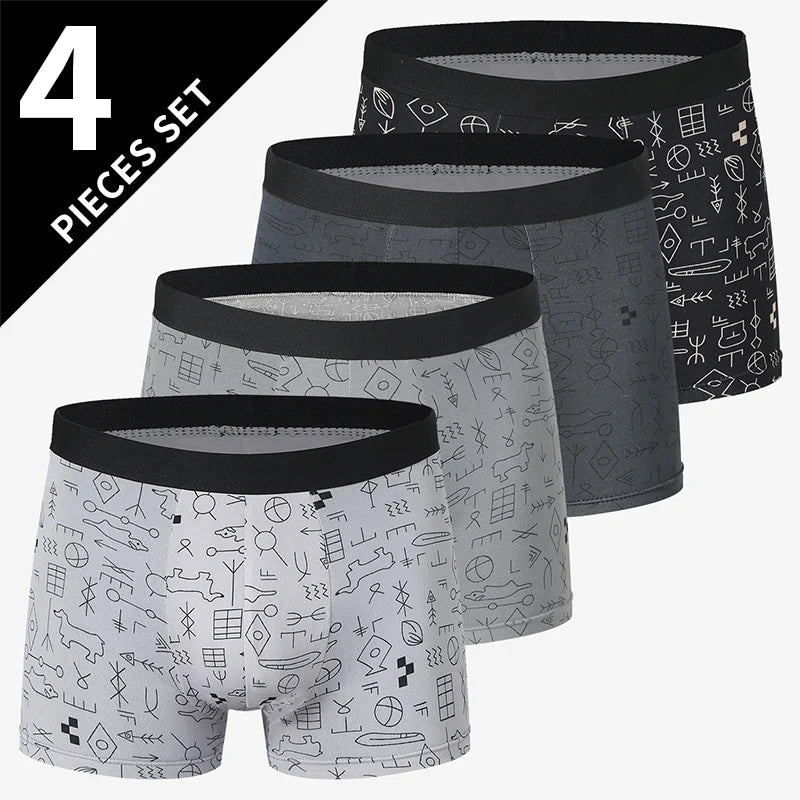 4/5 Uds. Pantalones cortos estampados de talla europea y americana a la moda para hombre, ropa interior cómoda de talla grande para hombre, bañador Sexy