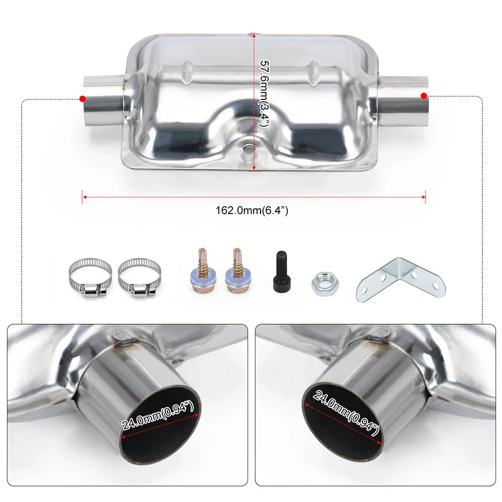 60cm - 300cm Air Diesel Parking Heater Stainless Steel Exhaust Pipe Tube Gas Vent Hose Car Truck VAN With 24mm Bore Car Muffler