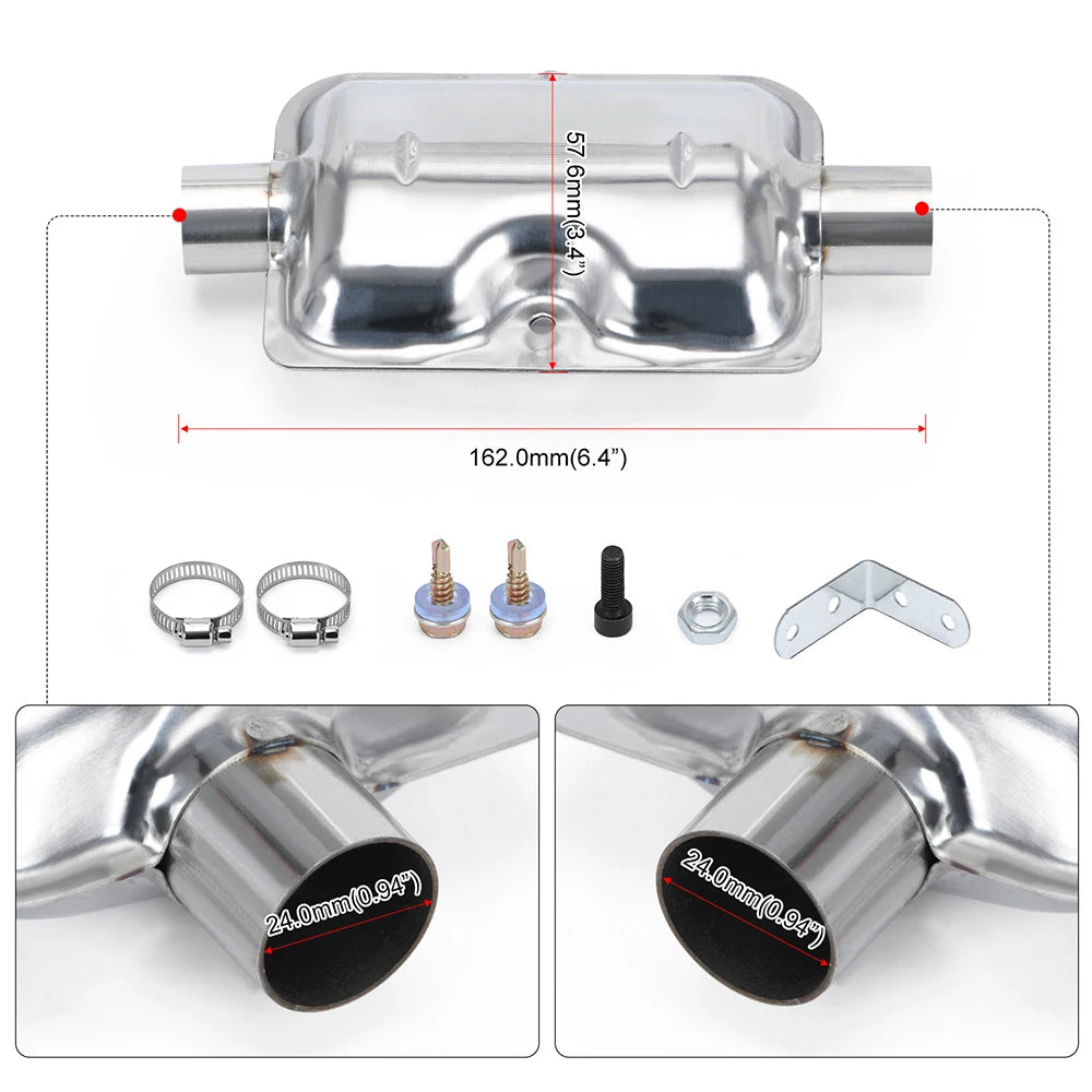 60cm - 300cm Air Diesel Parking Heater Stainless Steel Exhaust Pipe Tube Gas Vent Hose Car Truck VAN With 24mm Bore Car Muffler