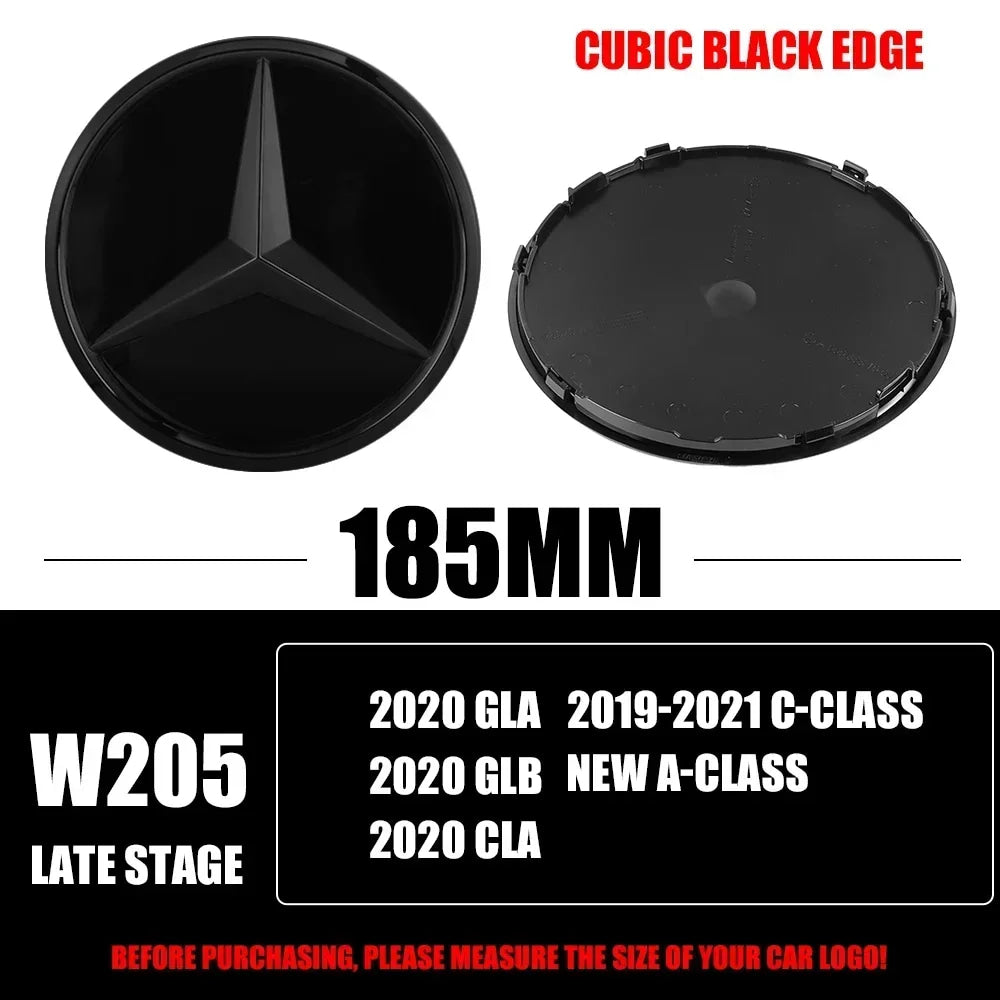 3D 185MM 205MM Front Grille Star Logo Emblem Badge Auto Accessories for Mercedes-Benz Amg C/B/E Class W205 W253 W213 GLC GLE