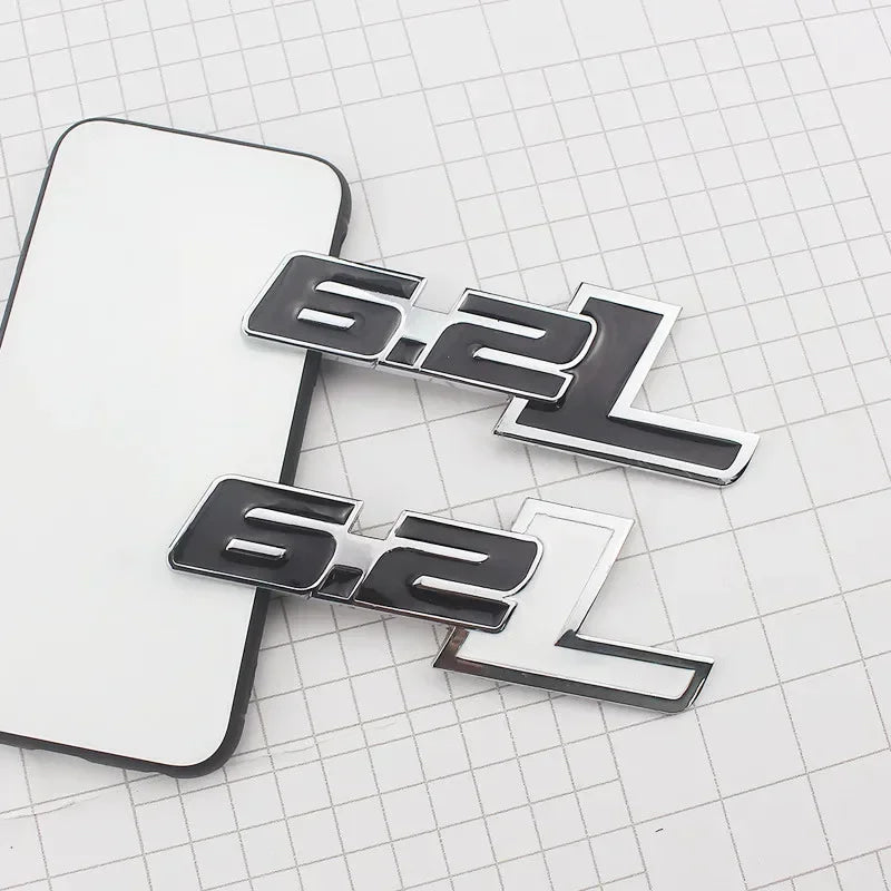 3D Metal 6.2L Logo Car Rear Boot Trunk Emblem Badge Sticker For Ford Raptor F150 Hummer H2 Chevrolet C7 Camaro Dodge Challenger