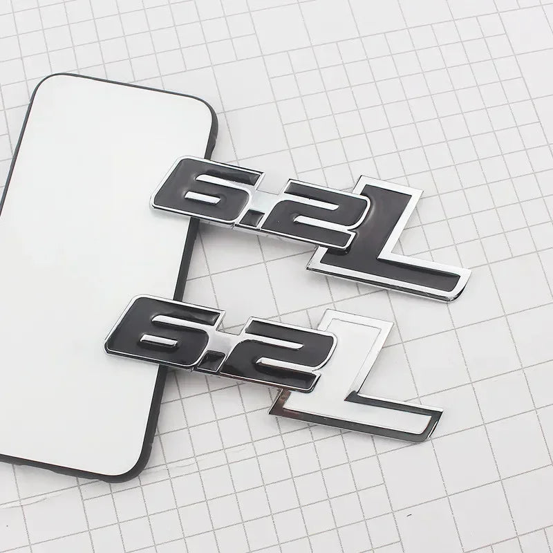 3D Metal 6.2L Logo Car Rear Boot Trunk Emblem Badge Sticker For Ford Raptor F150 Hummer H2 Chevrolet C7 Camaro Dodge Challenger