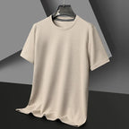 Nueva camiseta de manga corta con cuello redondo y gofres de verano para hombre, Top de manga corta