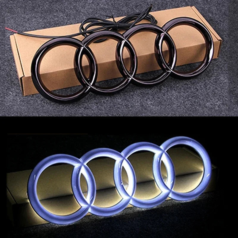 for Audi LED Logo Light Car Front Grille Badge Emblem Sticker A3 A4 A5 A6 Q5 RS5 A4L Q3 A8 Decals Auto Exterior Decoration