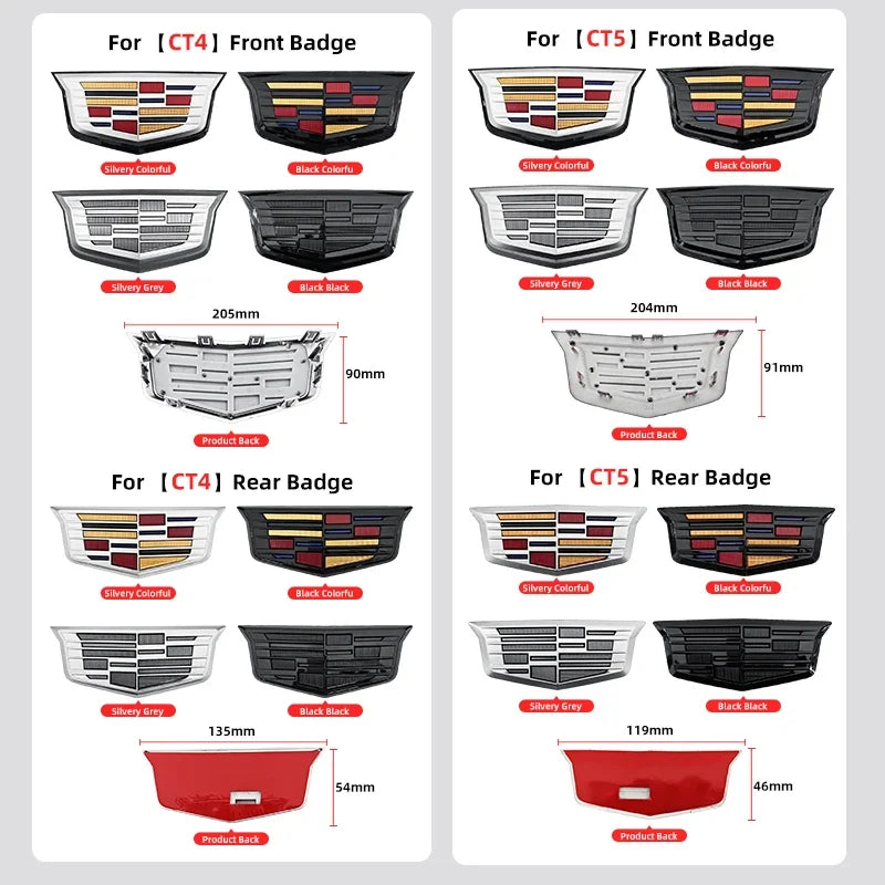 1pcs 3D ABS Car Front Grille Center Emblem Badge Rear Trunk Sticker Accessories For Cadillac CT4 CT5 CT6 XT4 XT5 XT6 XTS ATS