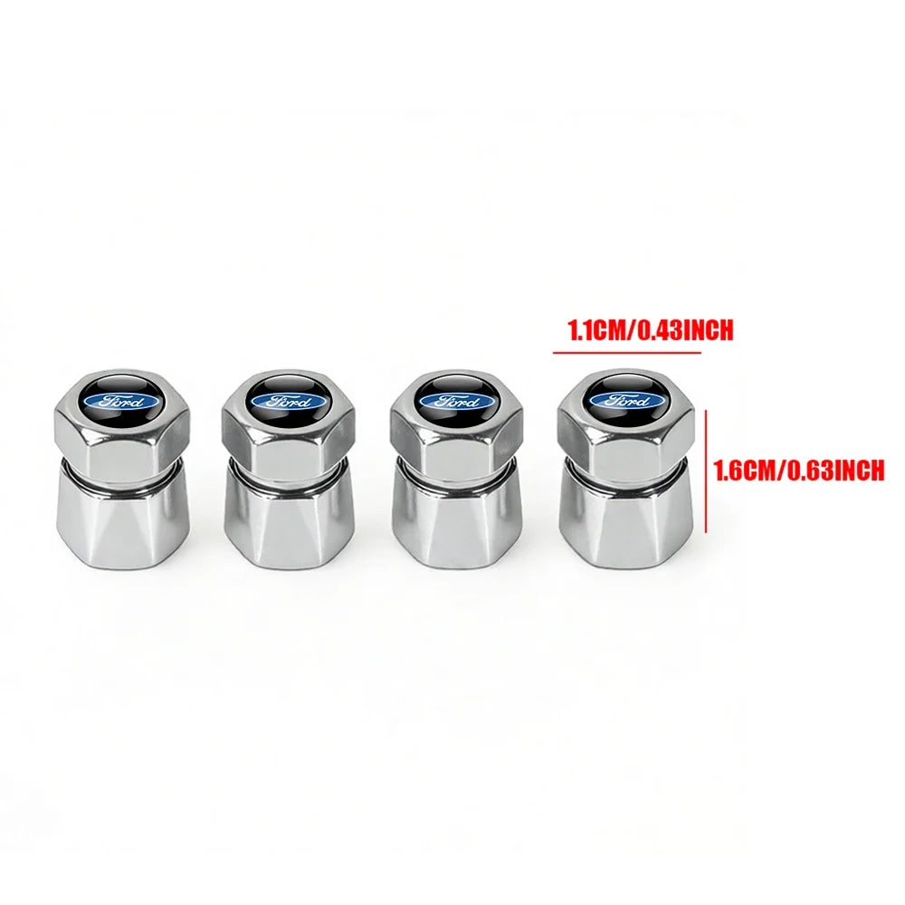 4Pcs 3D Metal Car Tire Wheel Valve Cap Accessories For Ford Focus Mk2 MK3 MK7 MK4 Fiesta Ranger Mustang Kuga Mondeo Explorer GTD
