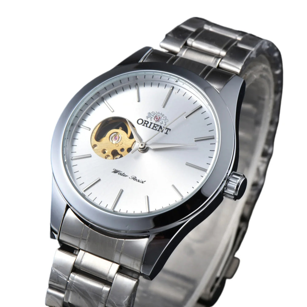Orient Watch  Double Lion Japanese Fully Automatic Mechanical Watch Hollowed Out Business Men's Watch Stainless Steel Strip