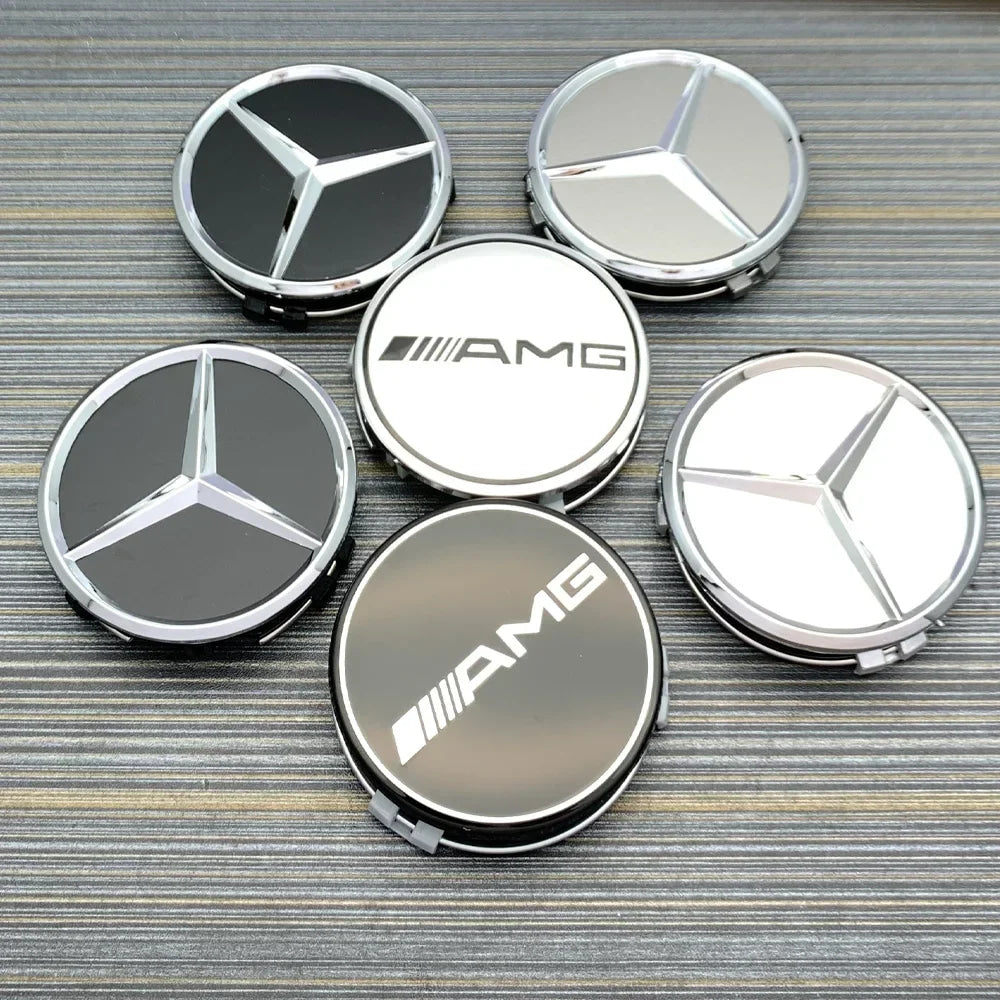 For AMG 4pcs 75MM Car Wheel Center Hub Caps Covers Mercedes Benz A B C S Class AMG GLA CLA GLC W176 W221 W204 W205 accessories