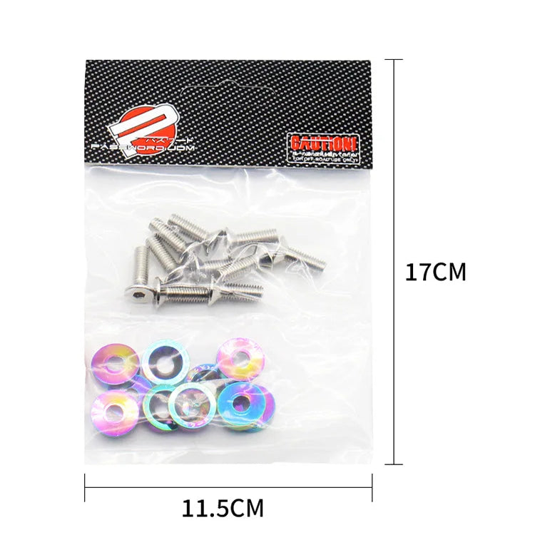 JDM Fender Washers M6 Bolt Set Car Modification Gasket Screw Fender Bumper Engine Aluminum Concave Screws Hex Fastener for Honda