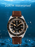 Hruodland F025 Retro Sport Men Watch HZ2565 Automatic Mechanical Stainless Steel Leather Strap Diving  reloj hombre watch for me