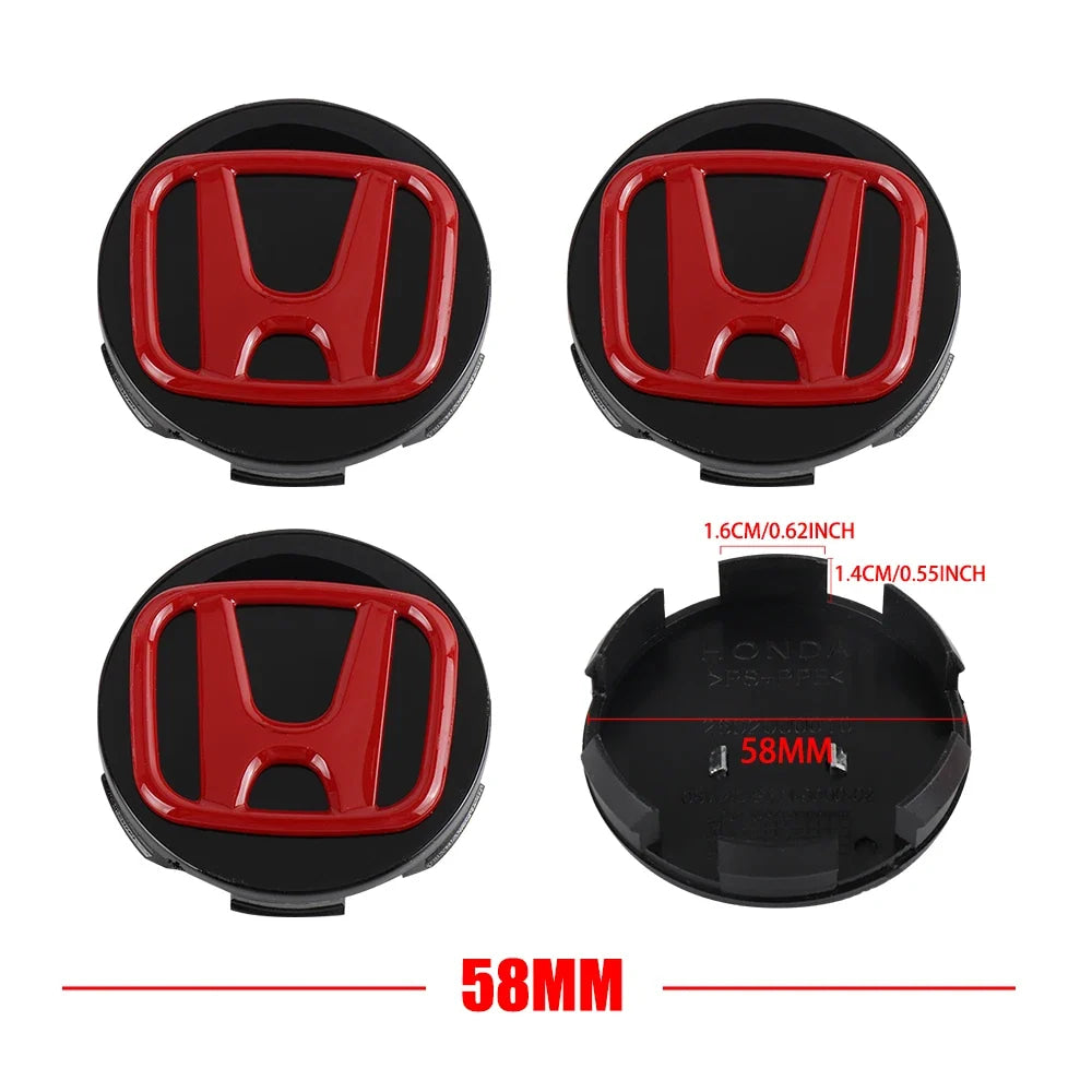 4pcs 56/58/60/69mm Car Wheel Center Hub Caps Accessories For Honda Type R Type S VTEC DOHC Modulo Vezel Legend Si RR Insight