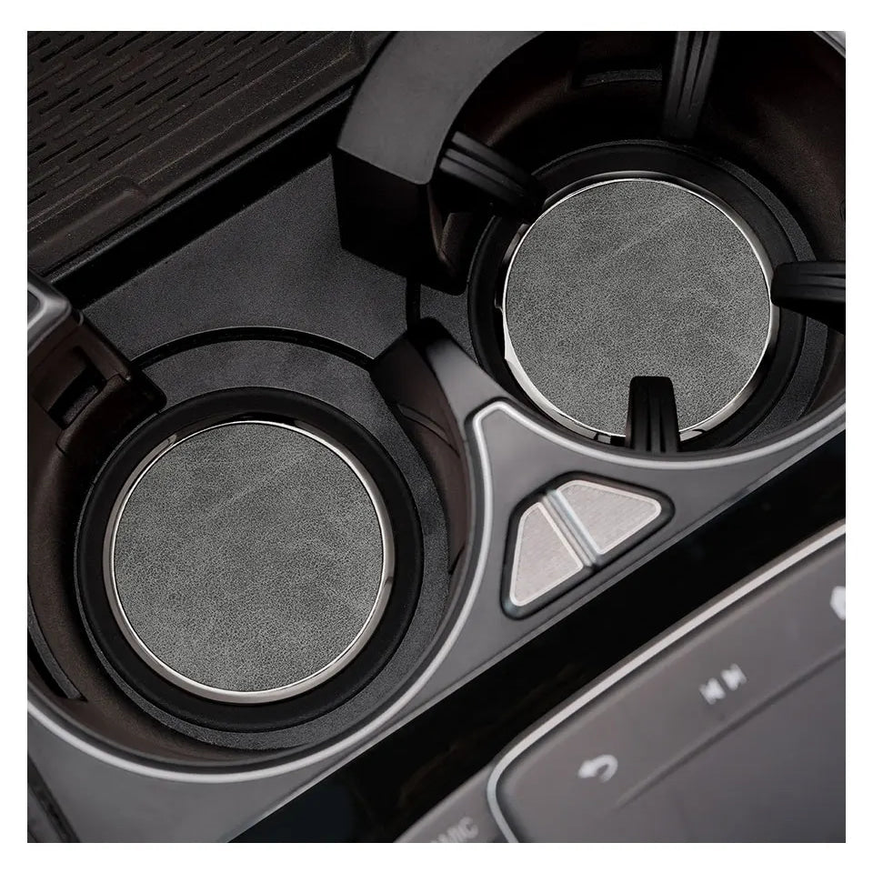 2Pcs Leather Car Coaster Anti-slip Mat Cup Holder Pad For BMW X1 X2 X3 X4 X5 X6 X7 1 3 5 6 7 Series E60 E90 E70 G20 G30 G7