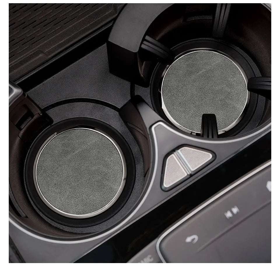 2Pcs Leather Car Coaster Anti-slip Mat Cup Holder Pad For BMW X1 X2 X3 X4 X5 X6 X7 1 3 5 6 7 Series E60 E90 E70 G20 G30 G7