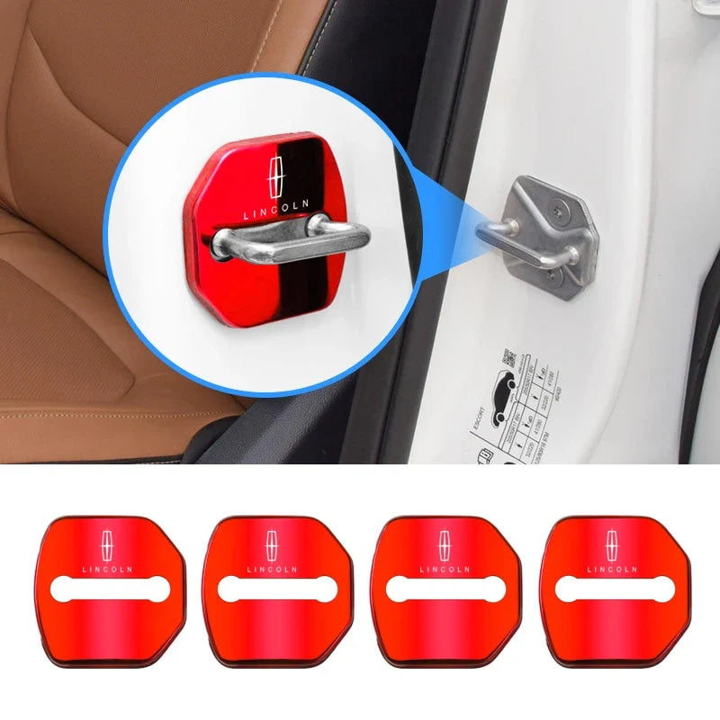 4PCS Car Door Lock Cover Stainless Steel Protection Accessories For Lincoln Continental MKZ Town-car Navigator MKX Energy Zephyr