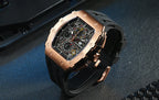TSAR BOMBA Watch for Men Luxury Brand Tonneau Design Waterproof Clock Stainless Steel Wristwatch Fashion Rectangle Mens Watch