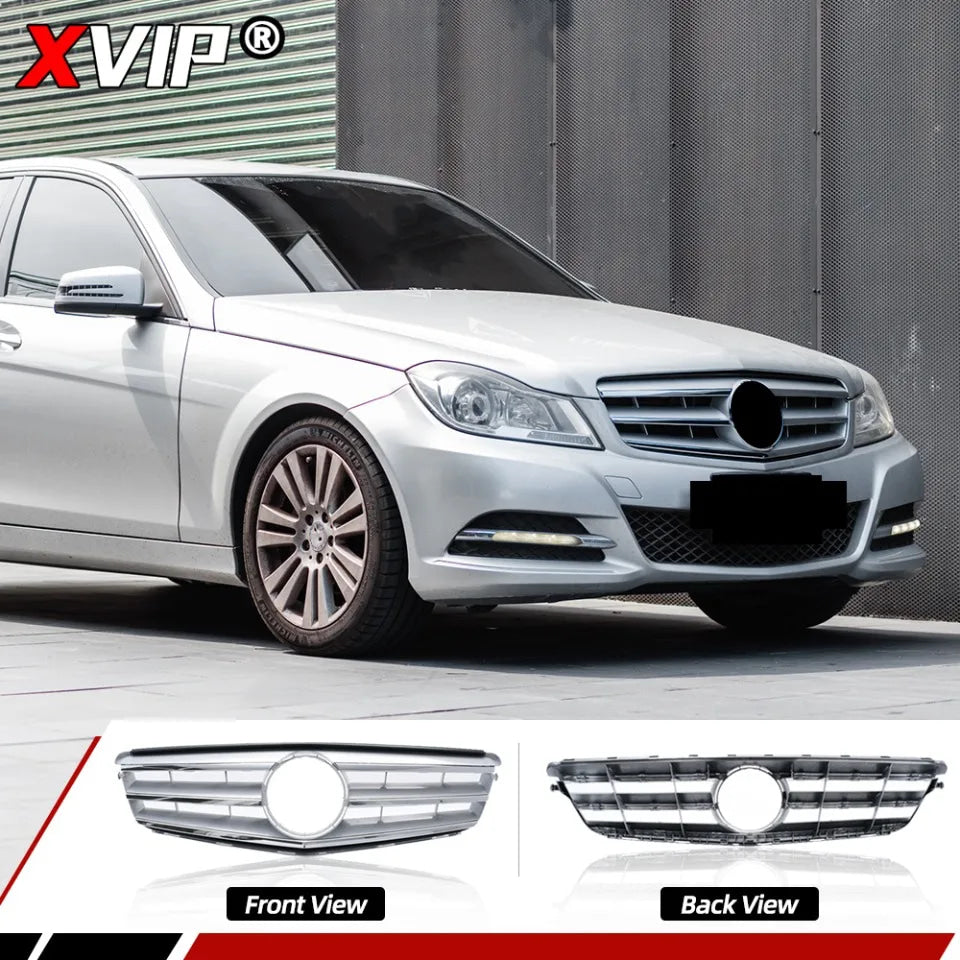 XVIP Chrome Silver Sport Style Racing Grille Bumper Grill For Mercedes Benz C-Class W204 2008-2014 C180 C200 C250 C280 C300 C350