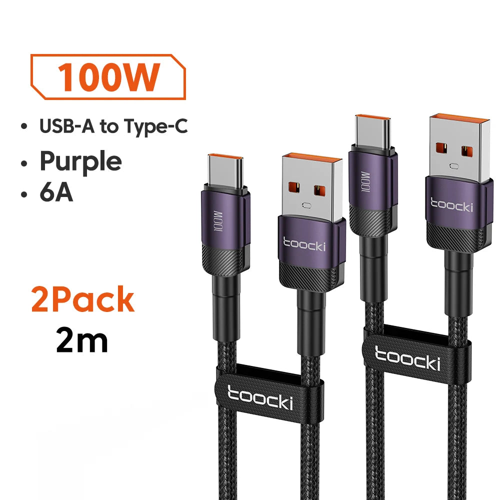Toocki 6A Cable USB a tipo C para Huawei Xiaomi PD 100W cargador de carga rápida Cable de datos USB C carga rápida para Samsung Oneplus