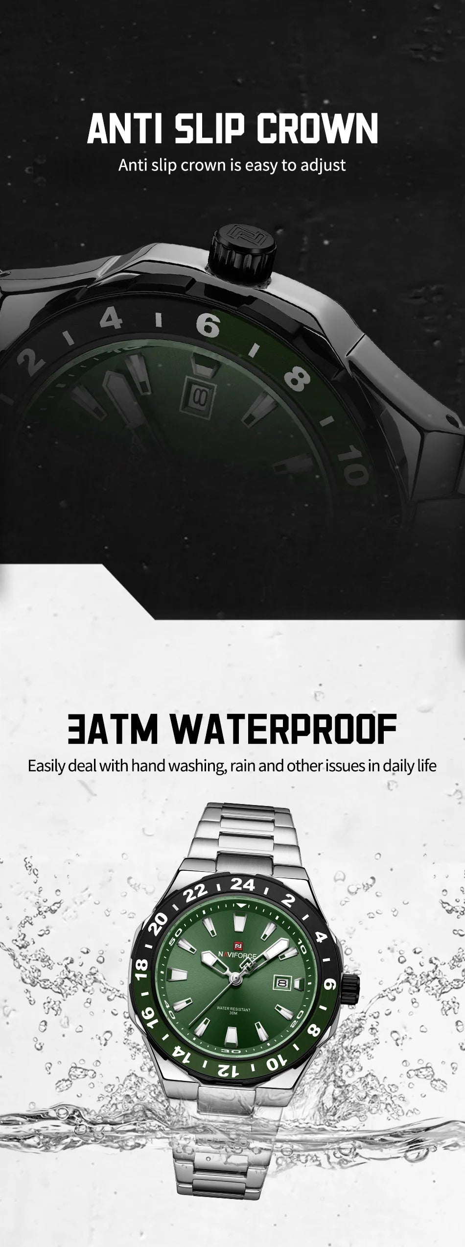NAVIFORCE Luxury Watch for Men Quartz 3ATM Waterproof Stainless Steel Watches Business Fashion Men's Wristwatch2025
