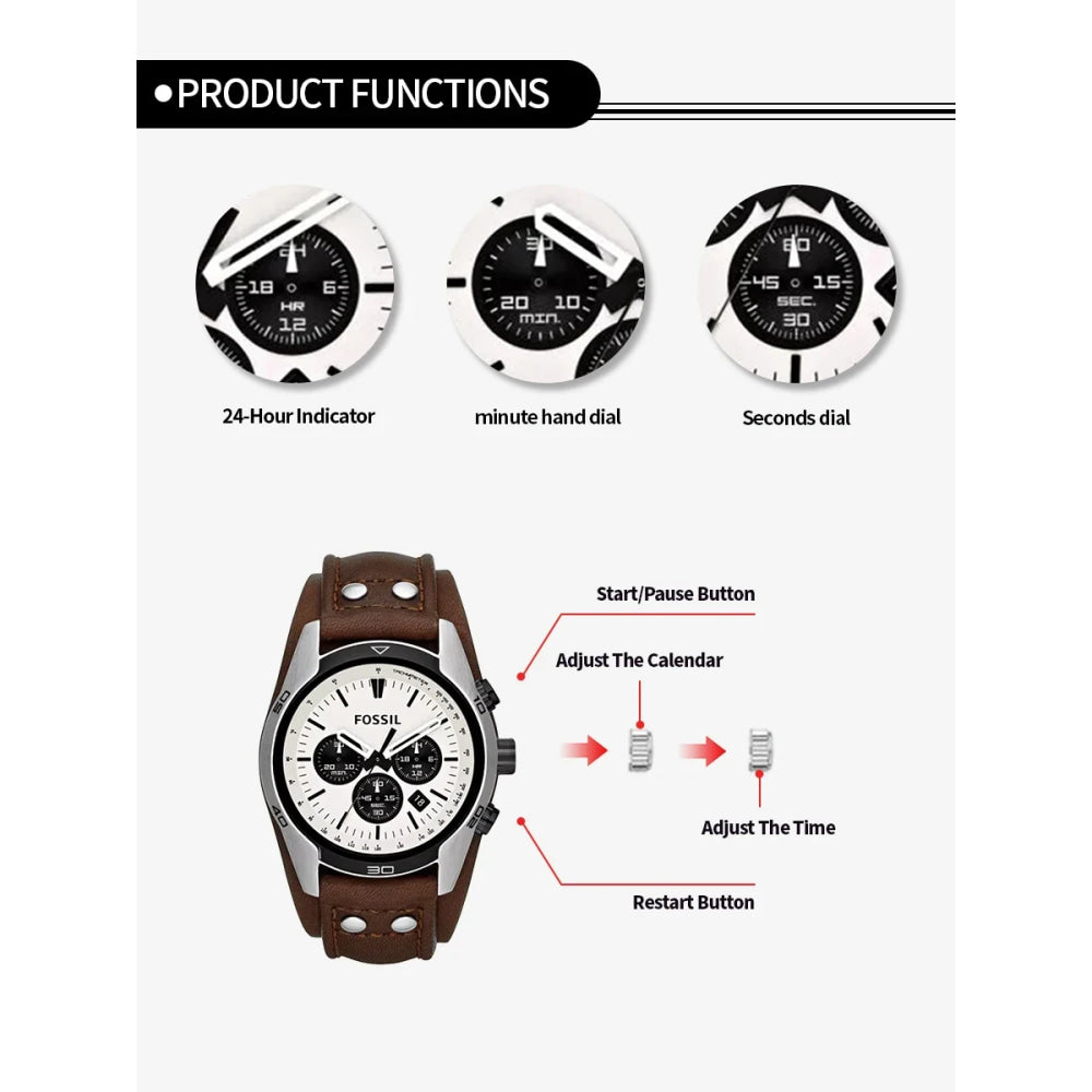 Fossil CH2890 Coachman Chronograph Men's Watch Military Brown Leather Strap Sport Waterproof Quartz Wristwatch Relogio Masculino