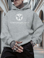 2025Men'S Hoodie with "TOMORROWLAND" Graphic - Casual Pullover Sweatshirt Long Sleeve Regular Fit Fall/Winter Casual Wear Hoodie