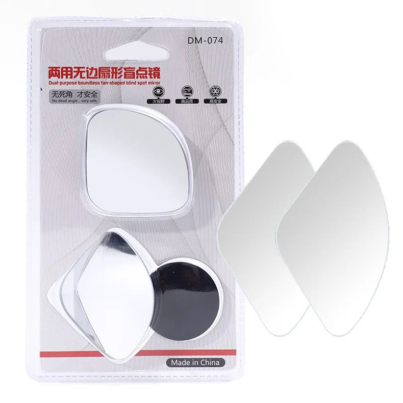 2pcs Car Blind Spot Mirror Frameless Auxiliary Rearview Mirror Auto Motorcycle Universal Wide Angle Adjustable Small Mirrors