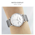 CADISEN Swiss Ronda 715 Quartz Watch Mans 7MM Ultra-thin Dial Sapphire Luminous Stainless Steel Milano Mesh Strap Watches Men