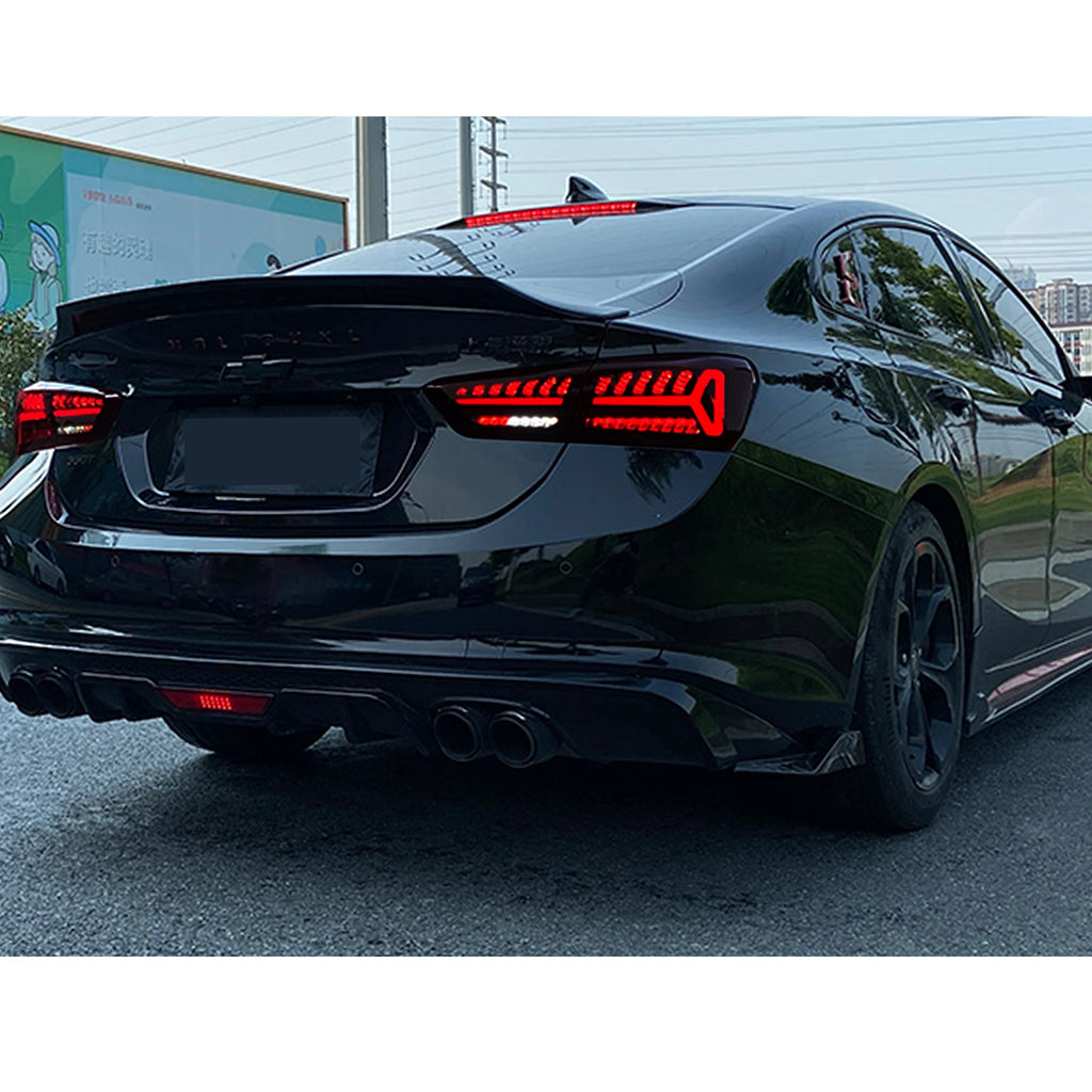 LED Tail Lights for Chevrolet Chevy Malibu 2019-2025 Sequential Turn Signal Dynamic Animation Black Rear Lamps Assembly