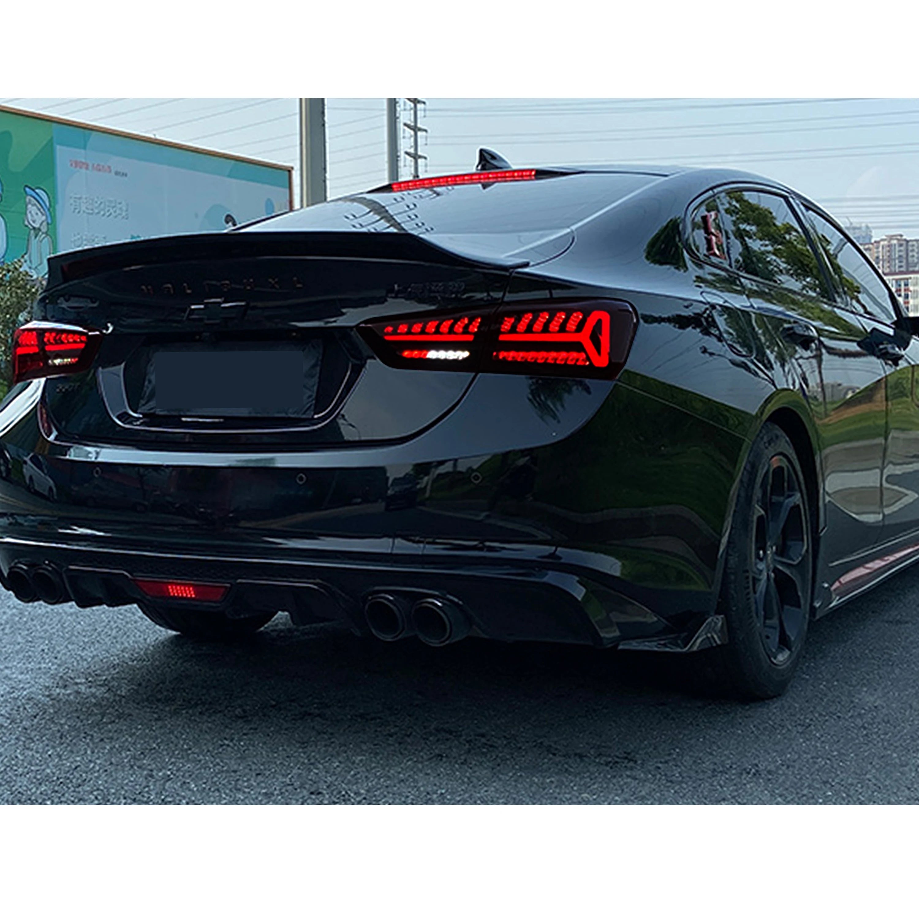 LED Tail Lights for Chevrolet Chevy Malibu 2019-2025 Sequential Turn Signal Dynamic Animation Black Rear Lamps Assembly