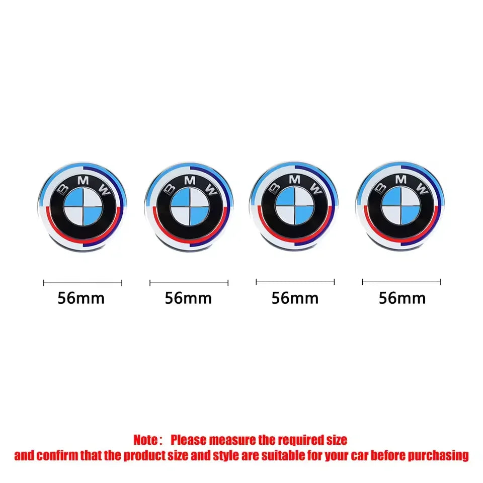 4Pcs 56/68mm Wheel Center Caps Emblem Badge For BMW 50th Anniversary E90 E60 F10 F20 G20 G30 E53 E85 E70 E84 F48 1/3/5/7 Series