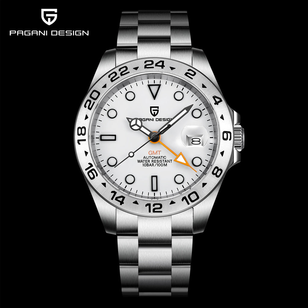 PAGANI DESIGN Vintage 42MM GMT Men's Watch PD1682 Automatic Mechanical Timepiece Sapphire Stainless Steel 100M Waterproof Retro
