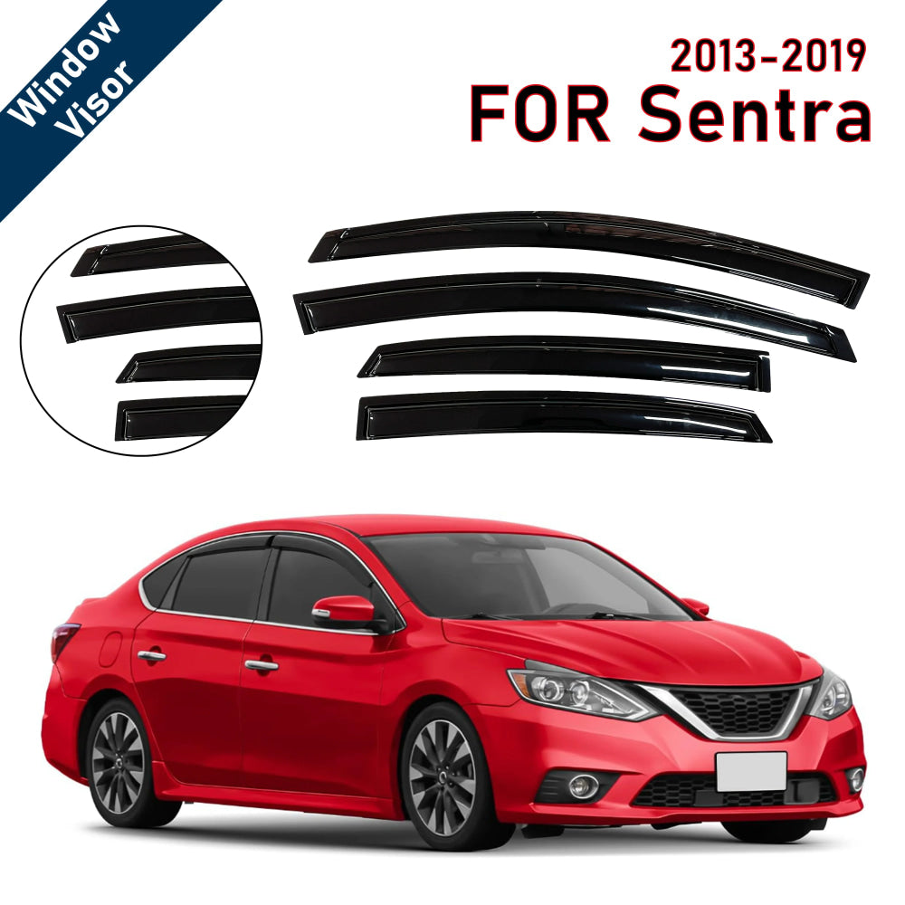 Window Visor for Nissan Sentra/Sylphy 2013-2019 | 4pcs Rain Guard Wind Deflector | Car Weather Shield Accessory
