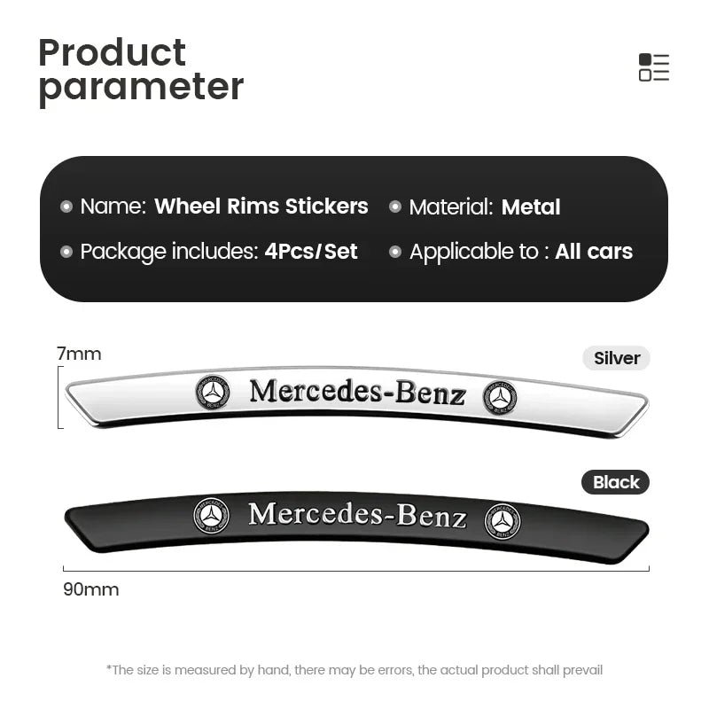 4Pcs Metal Car Wheel Hub Sticker Decorative Accessories For Mercedes Benz AMG GLE GLC W205 W206 W203 W204 W210 W212 W213
