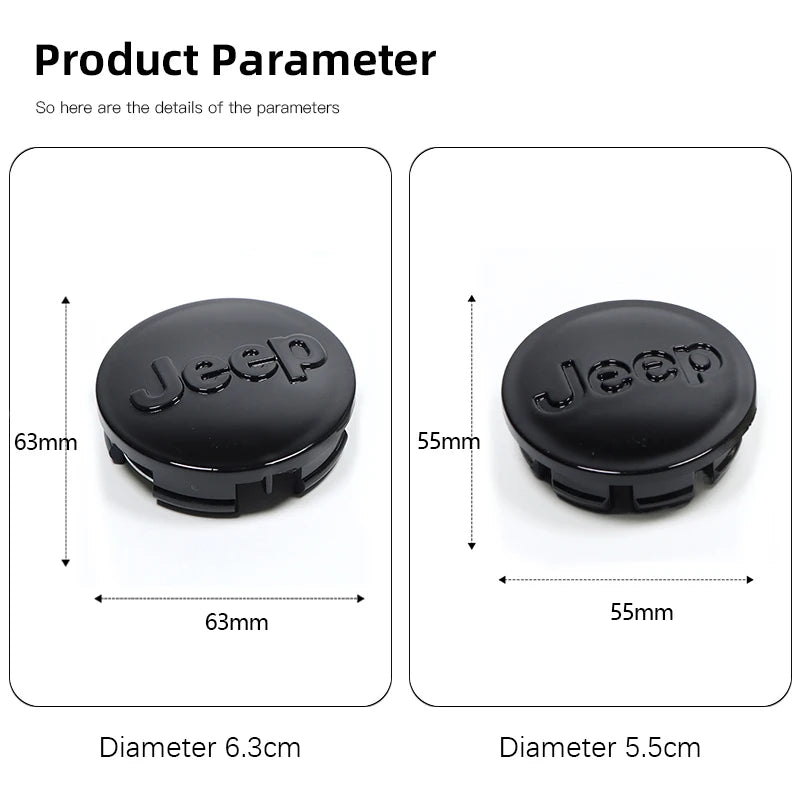 Car Tire Center Cap 63mm/55mm For Jeep Renegade Compass Grand Cherokee Wrangler jk Gladiator Patriot Liberty Commander Trailhawk