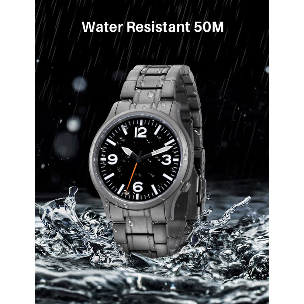 BERNY Full Titanium Watches for Men Super Luminous Sapphire Sports Field Quartz Men's Watch VH31 Wristwatch 5ATM Easy Read